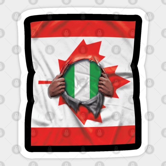 Nigeria Flag Canadian Flag Ripped - Gift for Nigerian From Nigeria Sticker by Country Flags